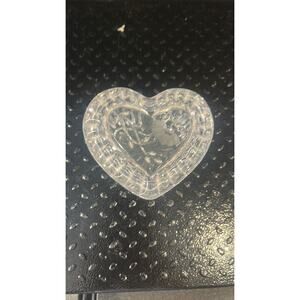 1308. Etched Glass Heart Trinket Dish